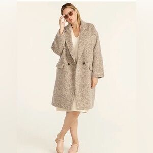 J. Crew Brushed Wool Relaxed Topcoat Mushroom